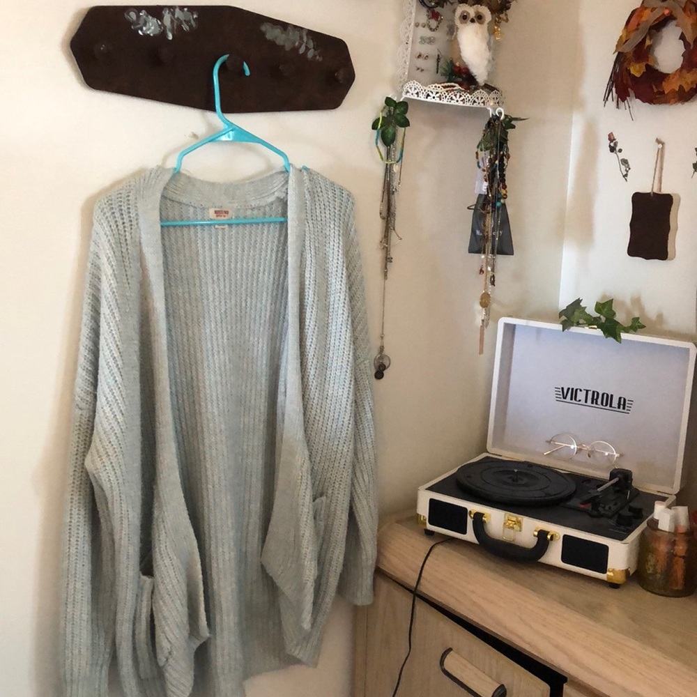 baby blue oversized knit sweater